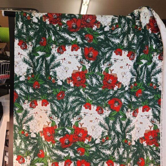 Nuppu Print Joulusatu Organic Jersey Fabric 2 Yards, Christmas Knit Cotton with - Picture 7 of 12